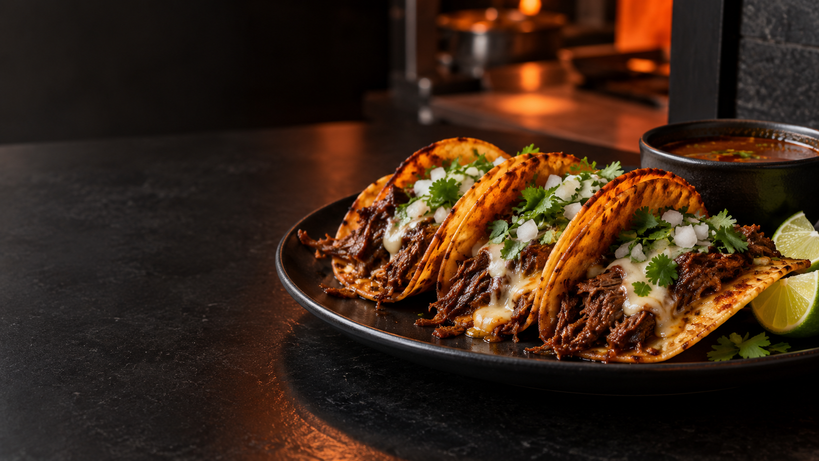 Birria tacos served with consommé